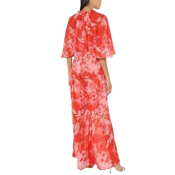 Pinko Aquarius Tuta Jumpsuit Size Large Abstract Print Dolman Sleeves Wide Leg - Picture 7 of 11